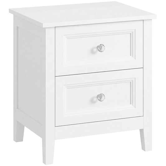 Nightstand with 2 Drawers Modern Bedside Table for Bedroom Living Room White