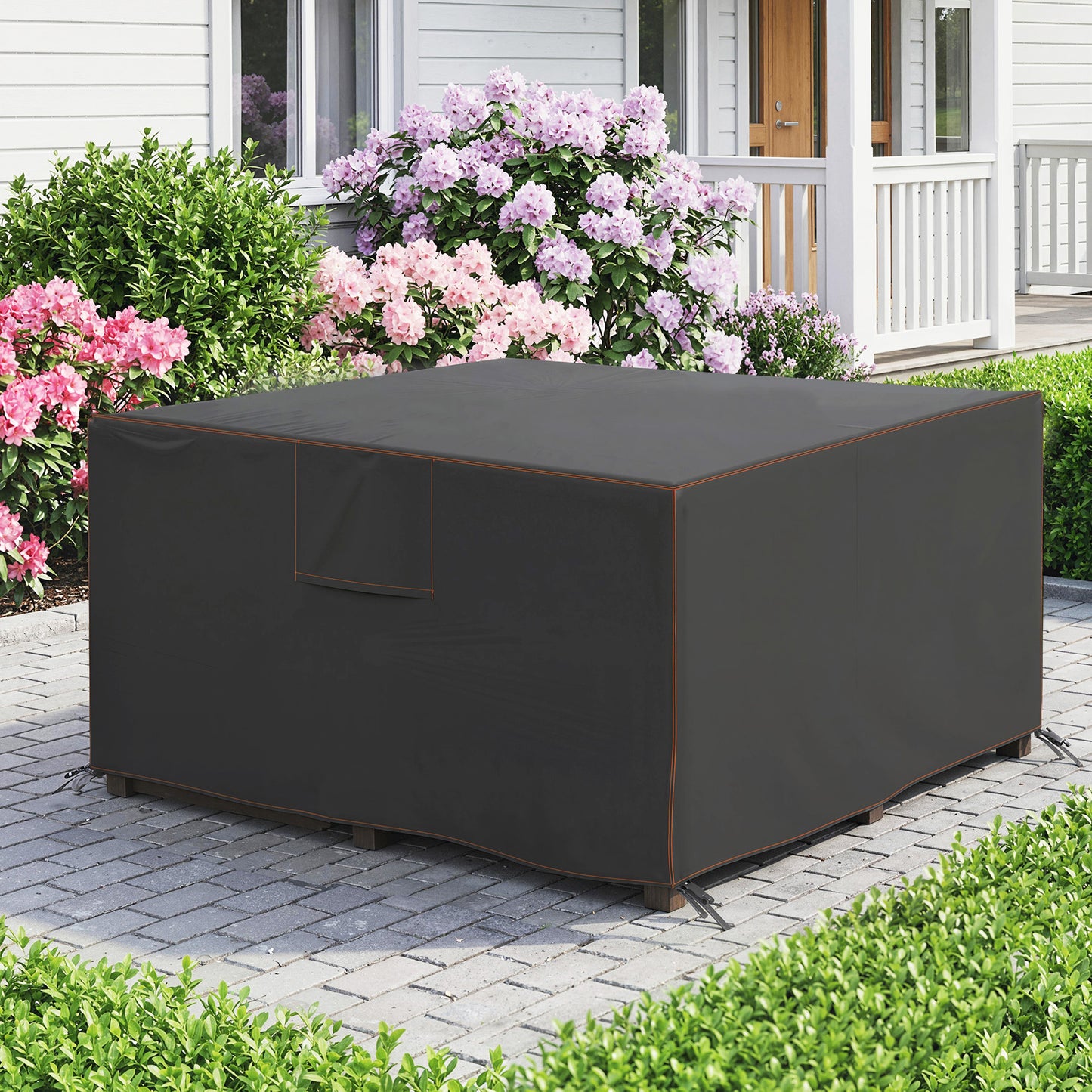 Garden Furniture Cover, Waterproof Patio Furniture Cover with Air Vent, 420D Oxford Fabric, 125 x 125 x 74 cm, Black