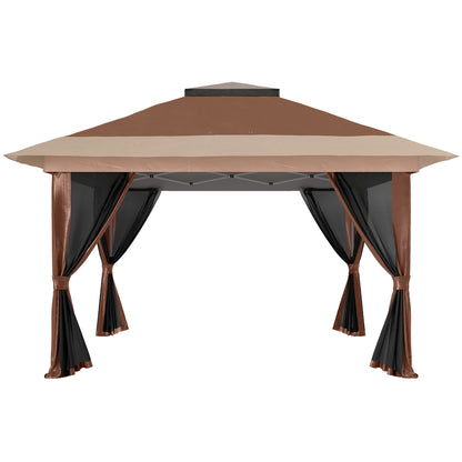 3.6 x 3.6m Pop-Up Gazebo, with Accessories - Brown