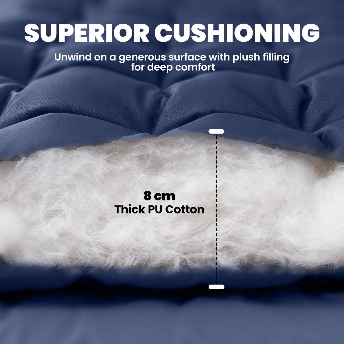 Sleeping Mat, Foldable Camping Mattress Pad with Four Corner Elastic Straps, Dark Blue