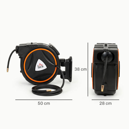 Auto Rewind Hose Reel, Retractable Air Hose Reel 20 m and 2 m, 150 Bar with 1/4" BSPT Connector, Black