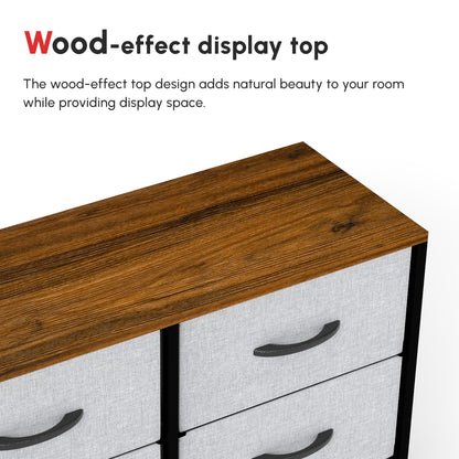 Fabric Chest of Drawers, Storage Drawers, Industrial Bedroom Dresser with 6 Fabric Drawers