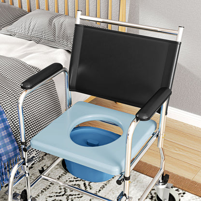3-In-1 Commode Wheelchair - Black