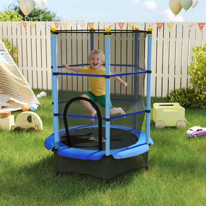 4.6FT/55" Kids Trampoline with Enclosure Net, Outdoor Indoor Use, for Ages 3-10 Years, Blue