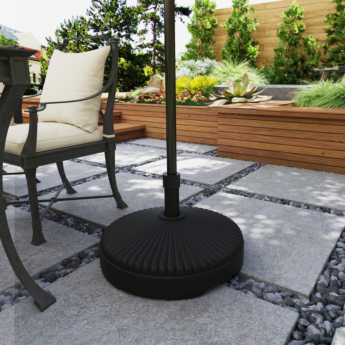 Garden Parasol Base Holder, 28kg Sand Filled, 23kg Water Filled, Sun Umbrella Base, Φ55 x 30H cm Black