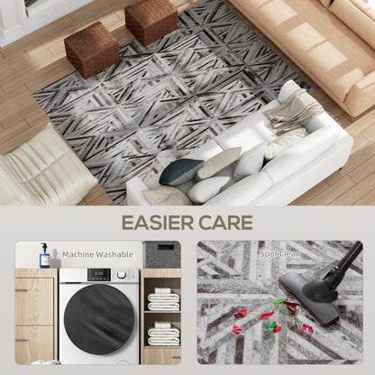 Modern Area Rug, Triangle Pattern Non-Slip Washable Rug, Chenille Floor Carpet for Living Room, Bedroom, Dining Room