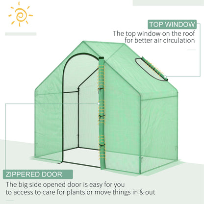 Walk In Tomato Greenhouse Garden Outdoor Mini Greenhouse Flower Planter Steel Frame with Zipped Door & Window, PE Cover