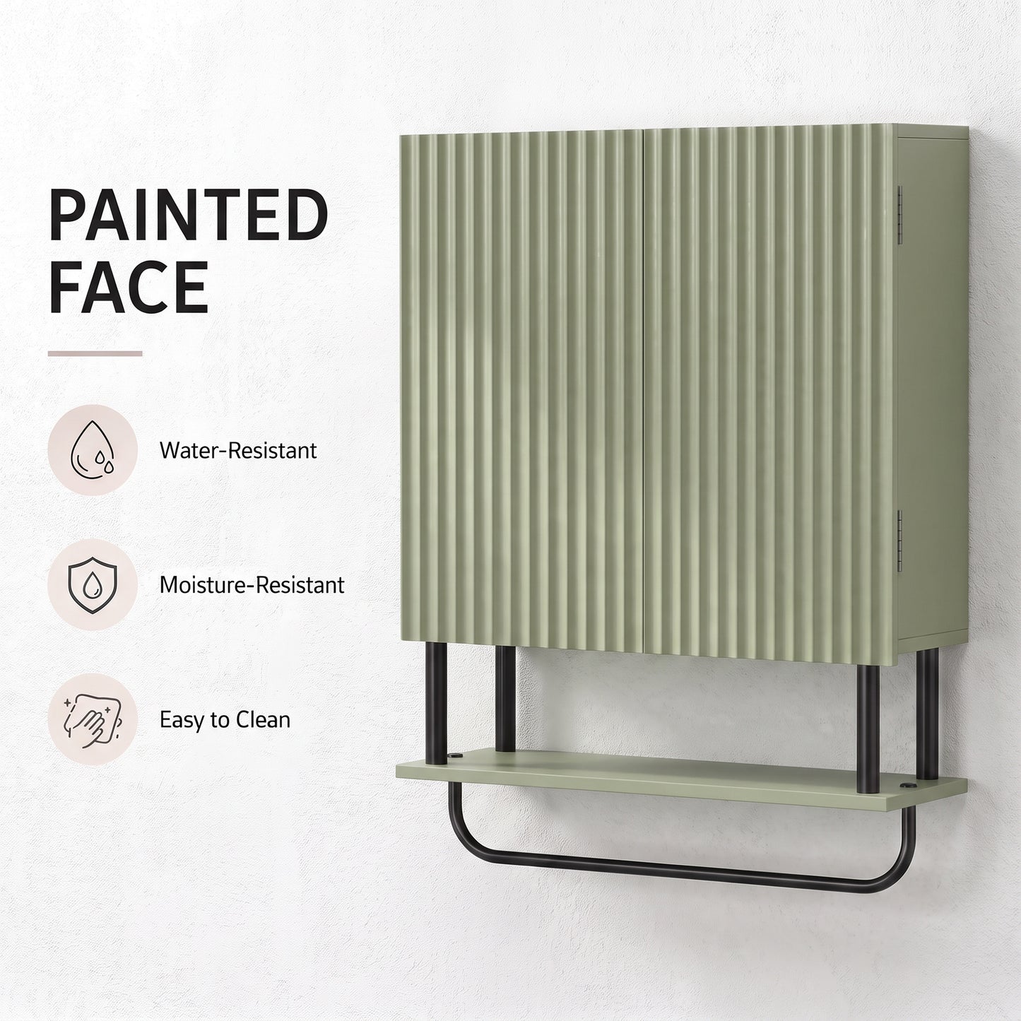 Bathroom Wall Cabinet Modern Space Saver Wall Mounted Cabinet Doors Storage Green