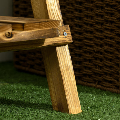 Wooden Folding Flower Pot Stand 3 Tier Garden Planter Display Ladder Gardener Storage Shelves Rack Herb Holder (60L x 37W x 9