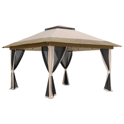 3.6 x 3.6m Pop-Up Gazebo, with Accessories - Beige