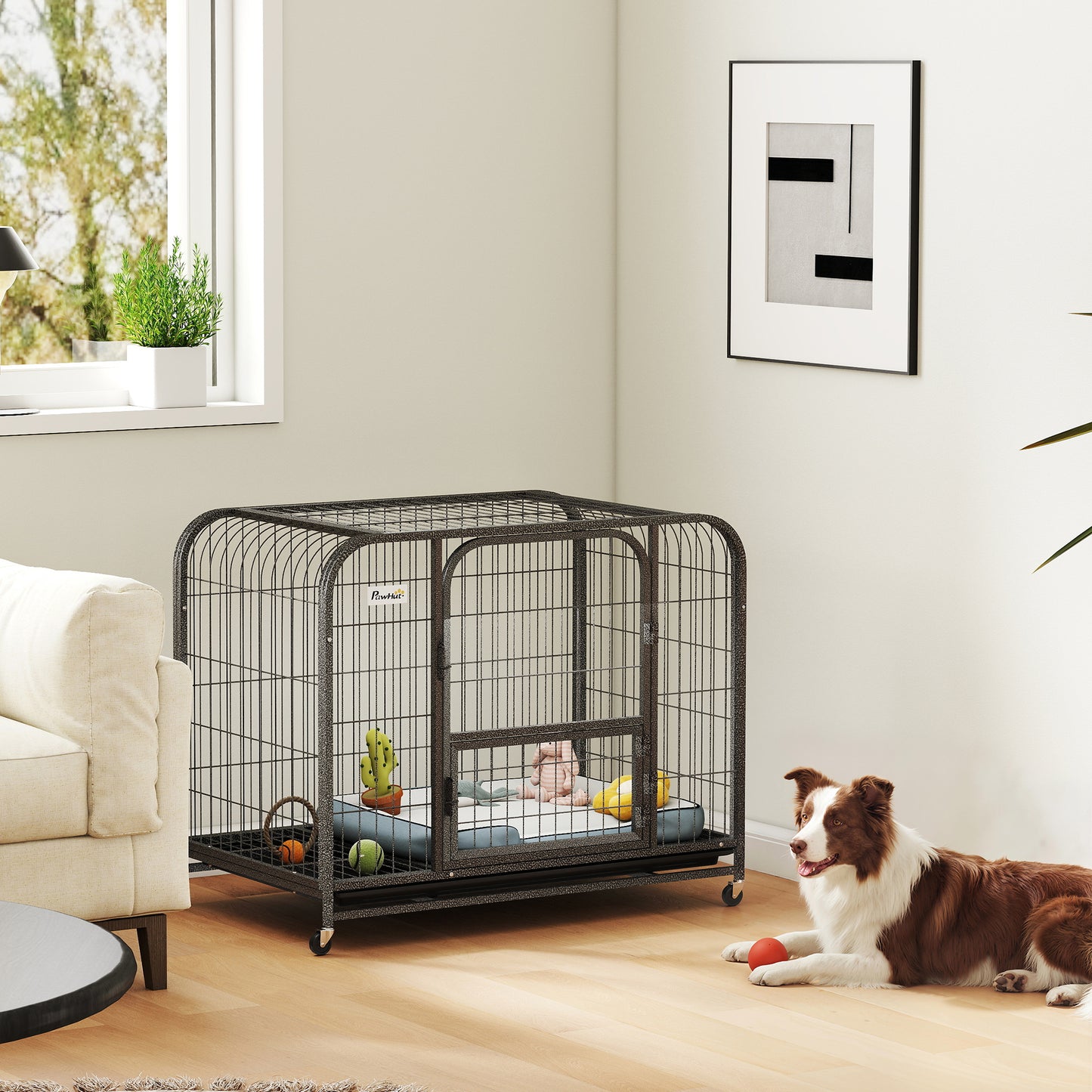 Heavy Duty Dog Crate,93 x 58 x 76 cm, Large Dog Cage for Small to Medium Breeds