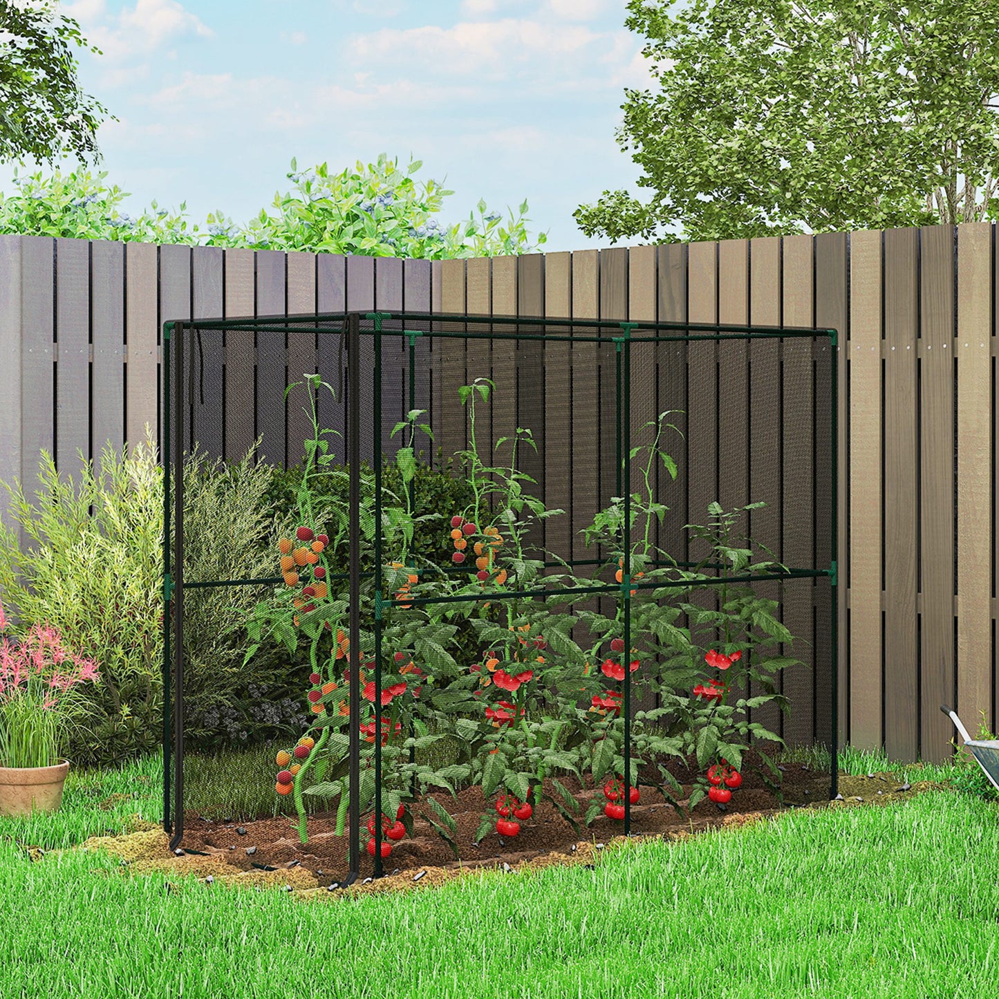 Fruit Cage Bird Netting, Brassica Cage Plant Protection Tent with Zipped Door, Anti Bird, Insects, Small Animals, Black