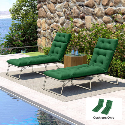 Set of Two 190 x 56cm Sun Lounger Cushions - Green