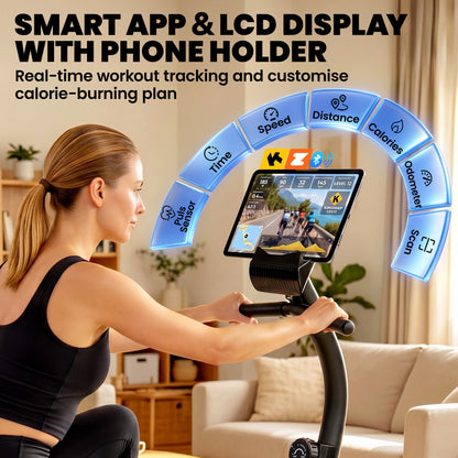Recumbent Exercise Bike for Home, Stationary Bike with Bluetooth, App Connectivity, Quiet 8-Level Magnetic Resistance