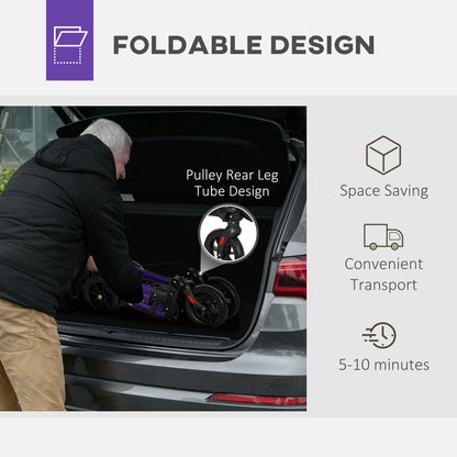 Folding Rollator Walker with Seat, Backrest, Lightweight Walking Frame with Storage Bag, Dual Brakes