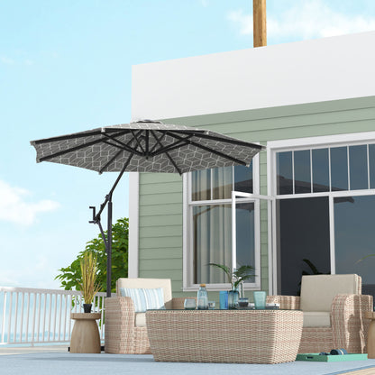3(m) Convertible Cantilever Parasol and Centre-post Garden Parasol with Cross Base, 360° Rotation Banana Parasol