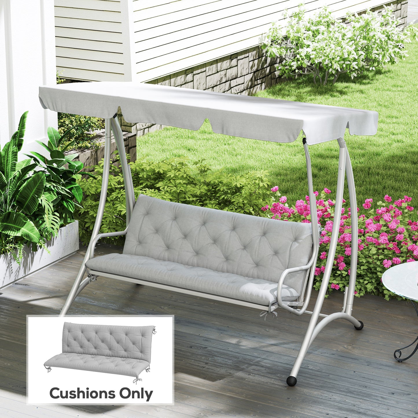 Three-Seater Bench Cushion - Light Grey