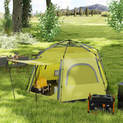 Instant Pop Up Camping Tent, 2/3/4 Person Easy Setup Dome Family Tent with Vestibule, Rainfly, 4 Mesh Windows & 2 Doors