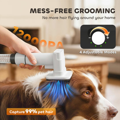5 in 1 Dog Grooming Vacuum & Dryer w/ Clipper, 1.8L Canister, 4 Modes Blow Temperature