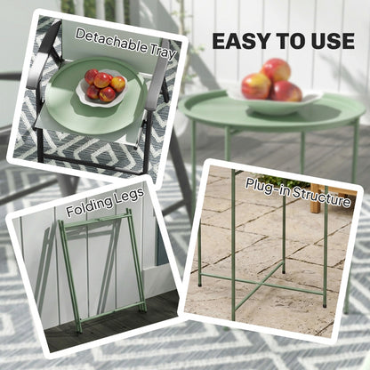 Steel Removable Tray Top Garden Table - Green