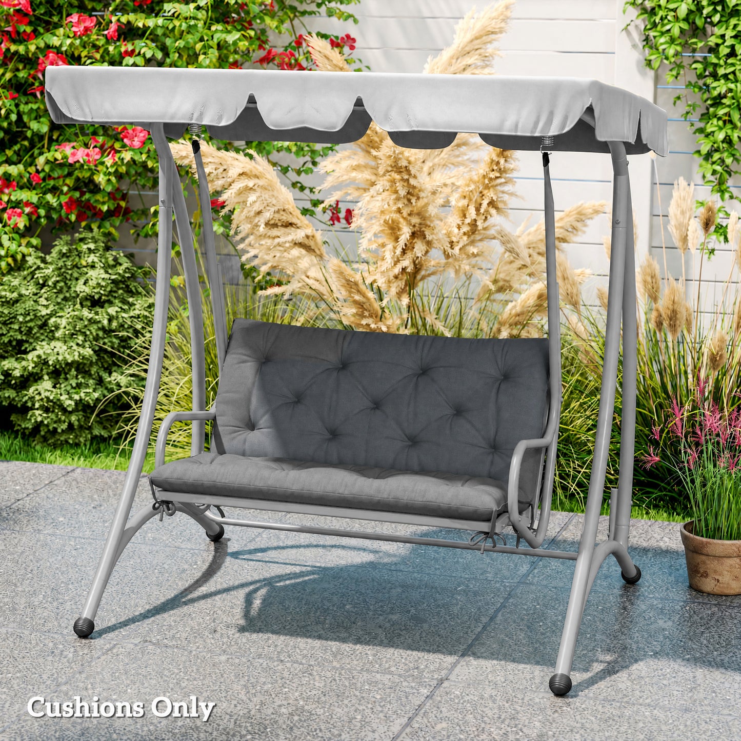 2 Seater Bench Pad, Garden Swing Chair Cushion with Back and Ties