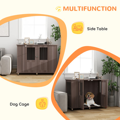 Dog Crate Table for Medium and Large Dogs with Magnetic Door for Indoor Use, 114 x 60 x 82 cm, Purple