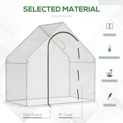 Walk In Tomato Greenhouse Garden Outdoor Mini Greenhouse Flower Planter Steel Frame with Zipped Door & Window, PE Cover
