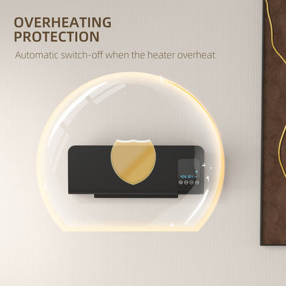 2000W Wall Mounted Heater, 18-45°C Temperature, Black