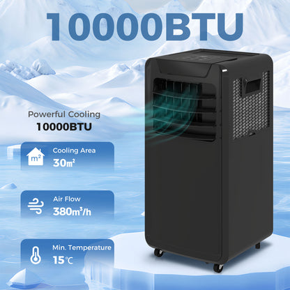 Air Conditioning Unit 10000 BTU, 4-in-1 Portable Air Conditioner with Remote Control, LED Display, 2 Speeds, Black