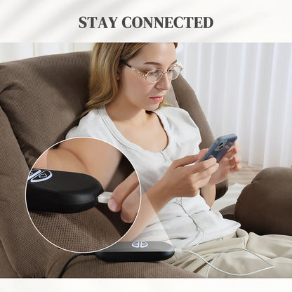 Recliner Armchair Lift Chair, Electric Recliner Chair with Vibration Massage and Heat, Wide Seat, USB Port, Light Brown