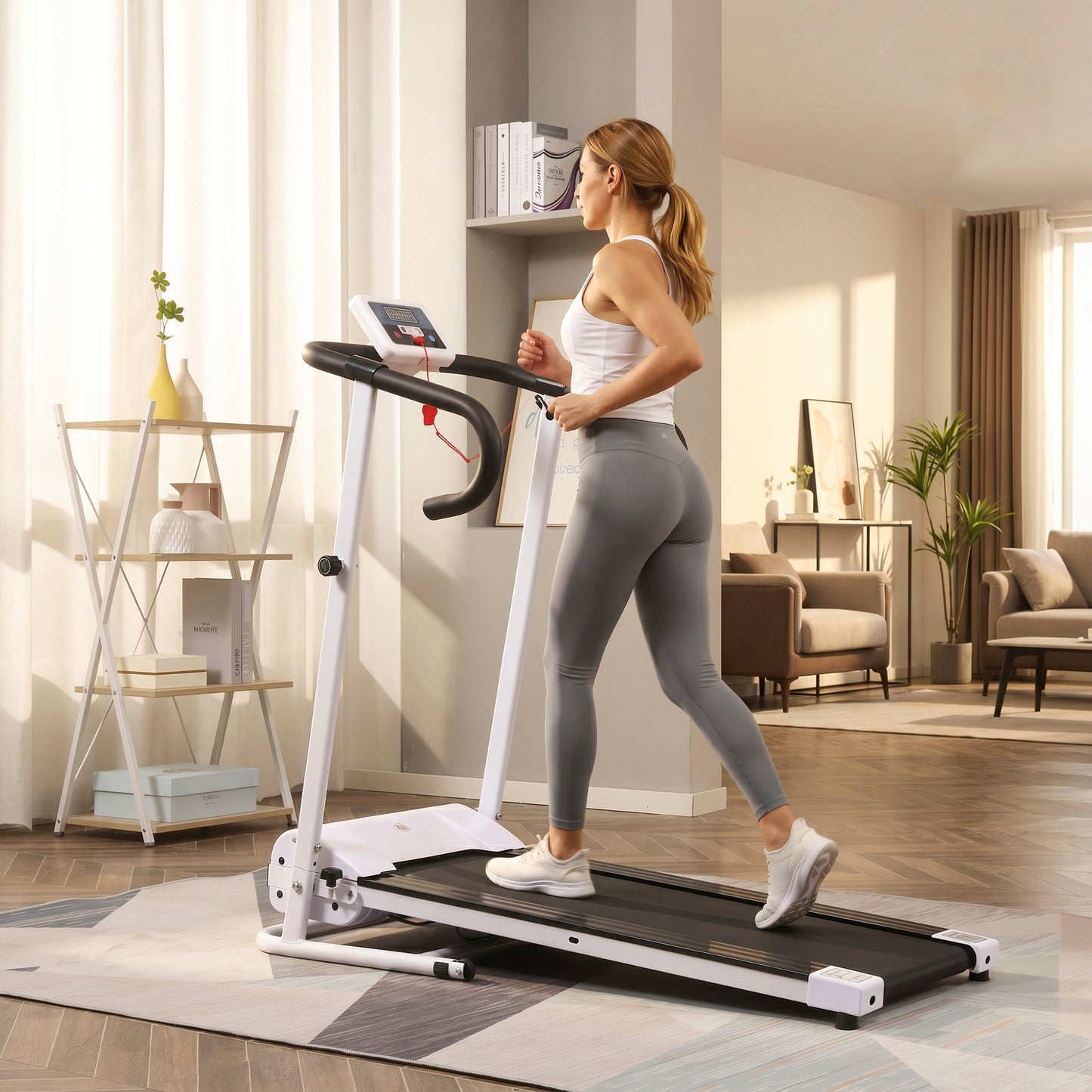 Folding Treadmill with Incline, Walking Pad Treadmill for Home, 1-10km/h Under Desk Running Machine