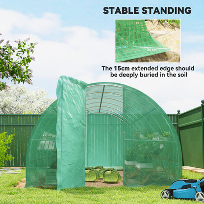 Large Polytunnel Walk In Greenhouse, Plant Gardening Tunnel Green House with Metal Hinged Door
