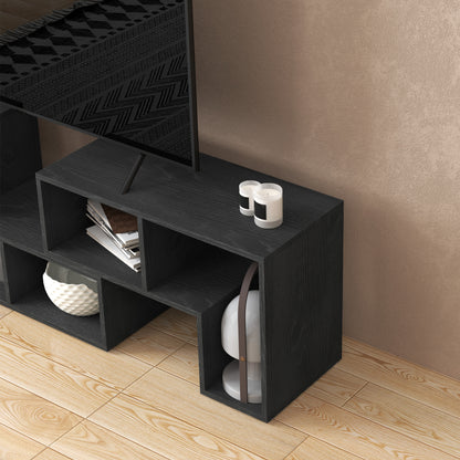 Three-Block Modular TV Stand - Black Wood-Effect