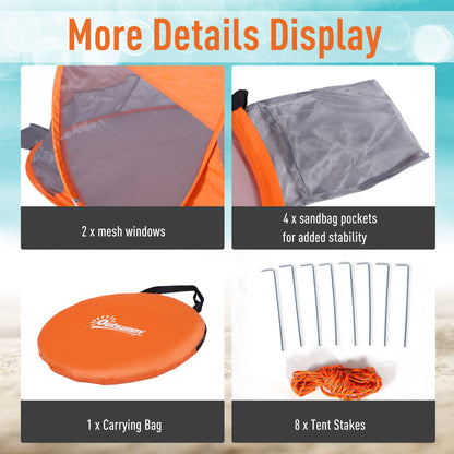 Fibreglass Frame 2 Person Pop-Up Lightweight Camping Tent Orange