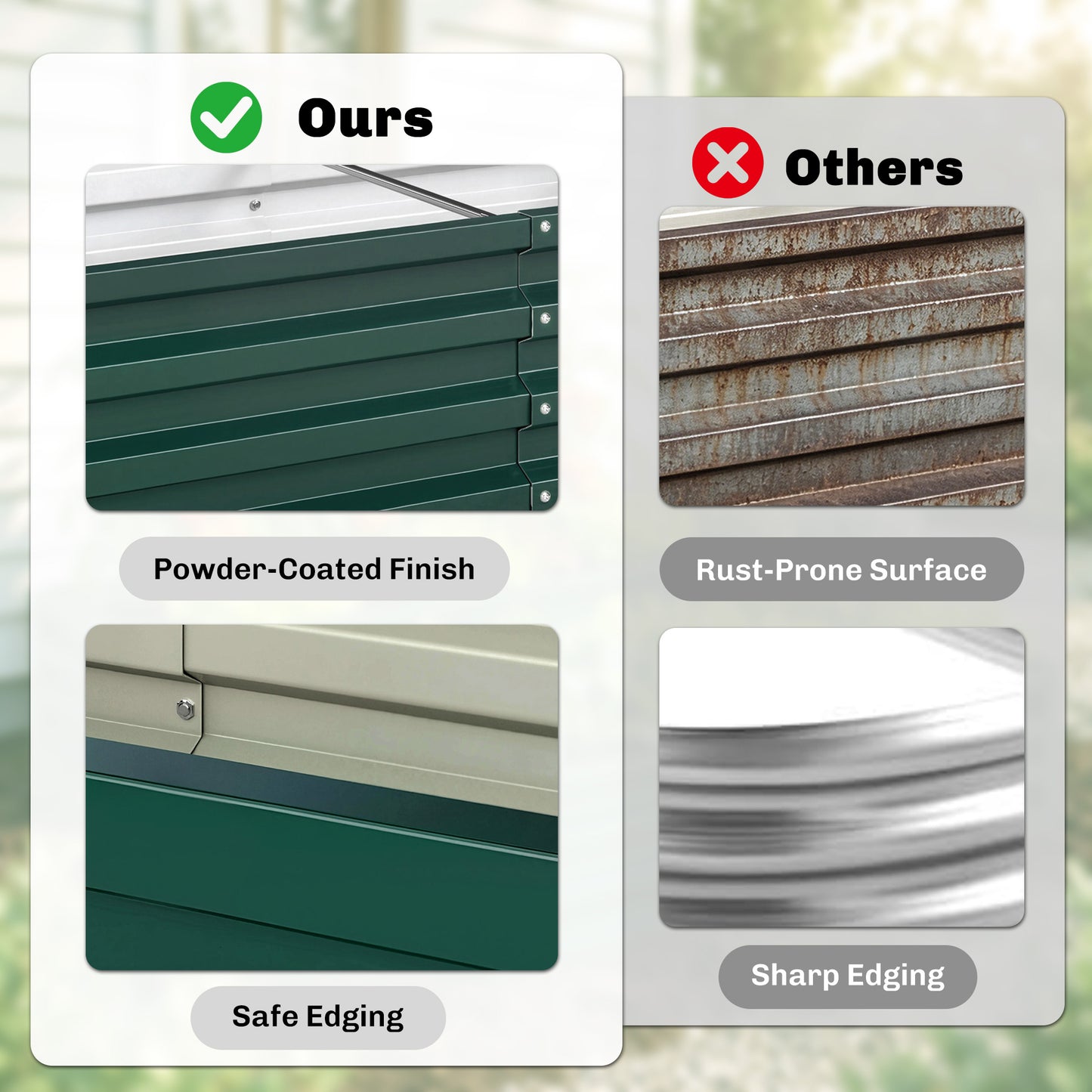 Raised Beds for Garden, Galvanized Outdoor Planters, for Herbs and Vegetables, Use for Patio, Backyard, Balcony, Green
