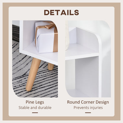 Bookcase, Freestanding Book Shelf with Storage Cabinet, 6 Shelves and Wood Legs for Home Office Display, White and Grey