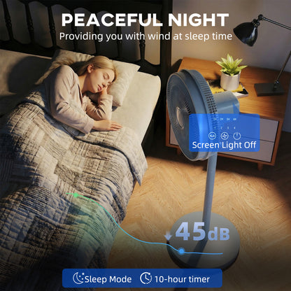 40 cm Standing Fan, Cooling Floor Fan with 80° Oscillating, Adjustable Tilt and Height, 4 Speed, Remote Control, Grey
