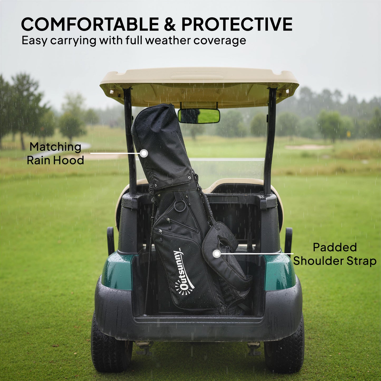 Golf Stand Bag 6 Way Full-Length Dividers, Waterproof Golf Bag with 5 Pockets, Grey