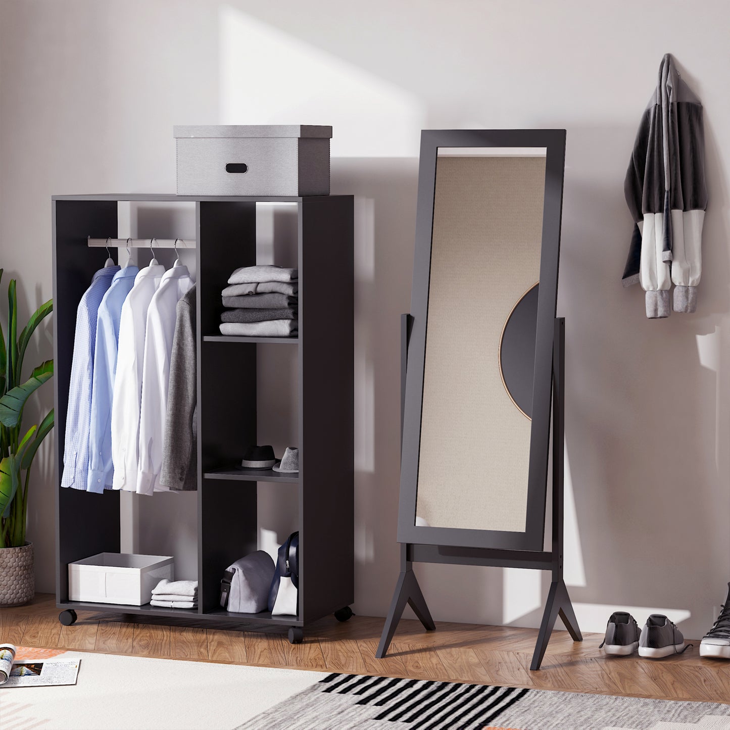 Full Length Mirror, Freestanding Adjustable Angle Dressing Mirror for Bedroom, Living Room, 148 x 47 cm, Brown