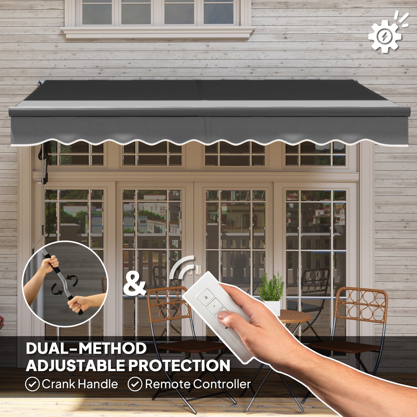 3 x 2.5m Electric Awning with Remote Controller, Aluminium Frame DIY Retractable Awning
