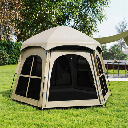 Pop Up Tent 3000mm Waterproof Instant Camping Tent 3-4 Person with 2 Doors 4 Windows Khaki
