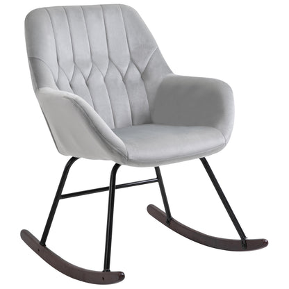 Rocking Chair Reading Accent Armchair with Steel Frame Sponge Padded for Living Room, Dining Room, Office, Balcony