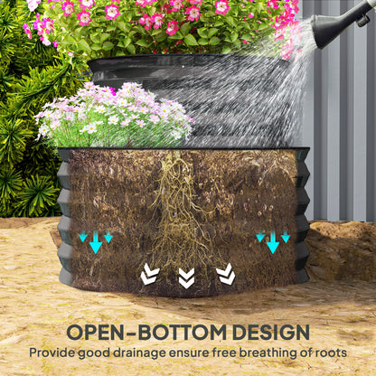 Two-Tier Galvanised Steel Garden Planter - Dark Grey