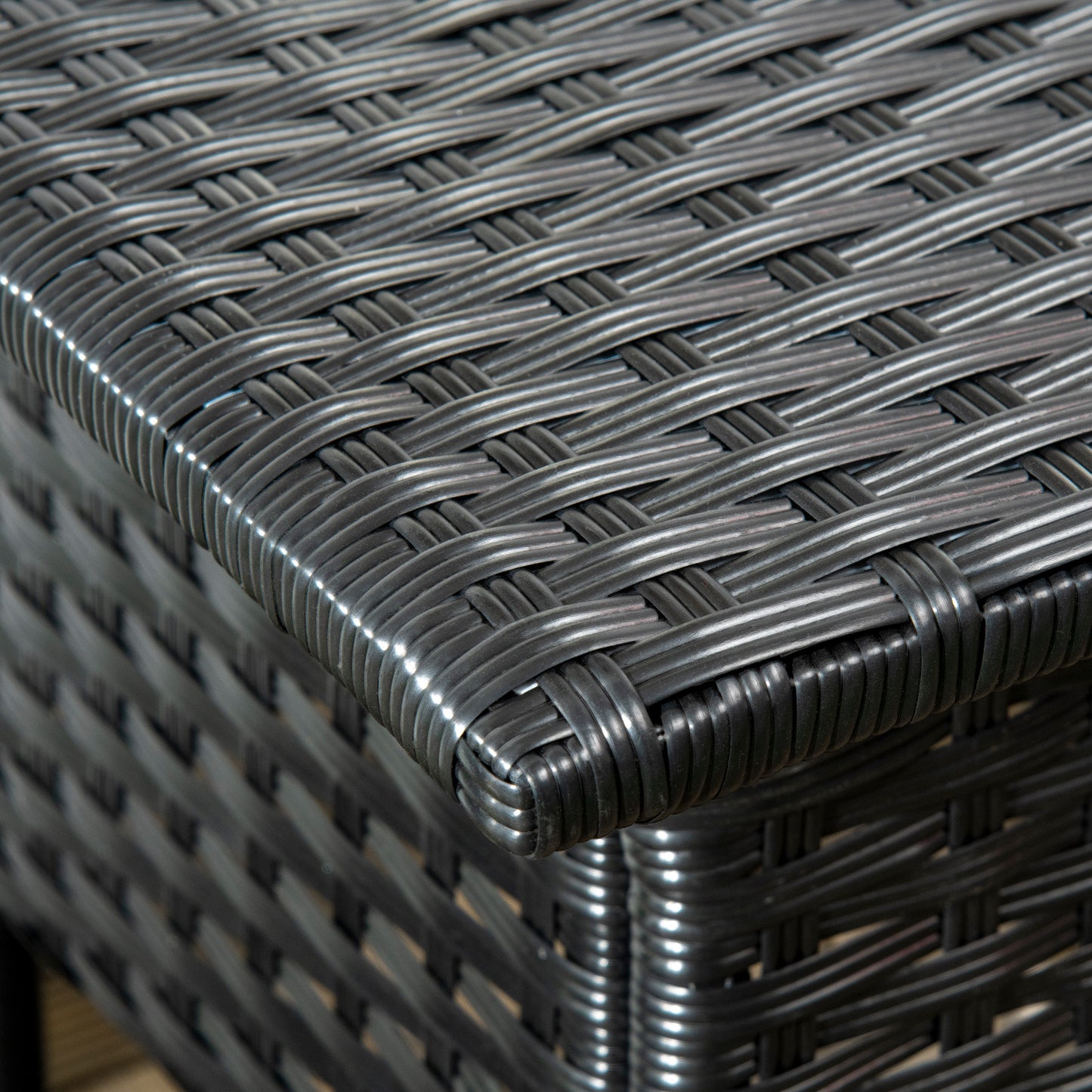 Rattan Side Table, Outdoor Coffee Table with Plastic Board Under the Full Woven Table Top for Patio, Garden, Balcony, Black