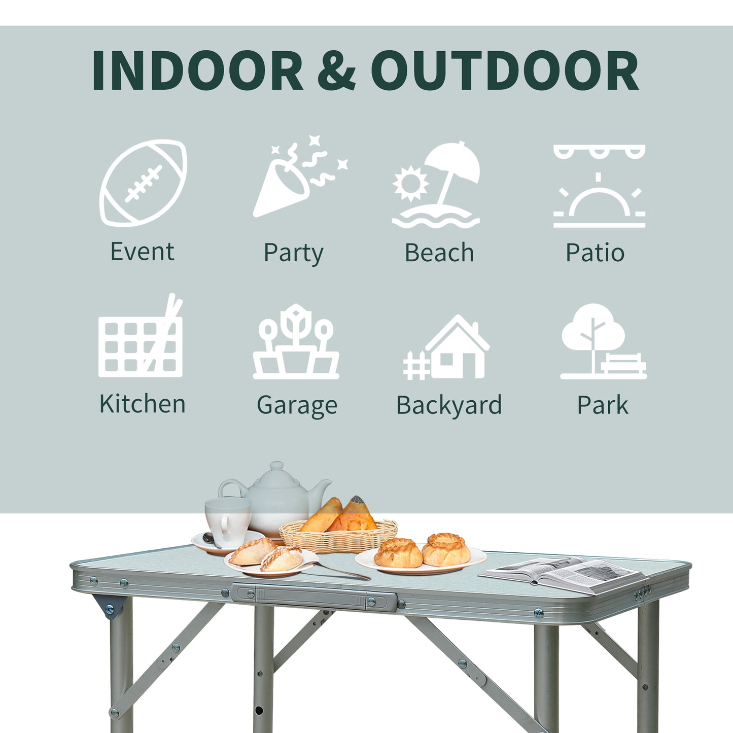 Patio Foldable Picnic Table-Silver