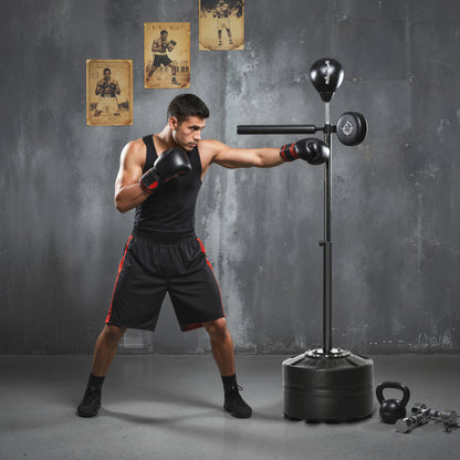 Adjustable Speed Bag, Boxing Bag, with Stand, Reflex Bar, Punching Pad, Black