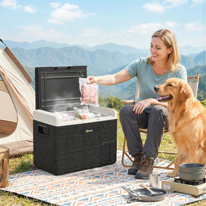 40L Portable Car Refrigerator - Grey and Black