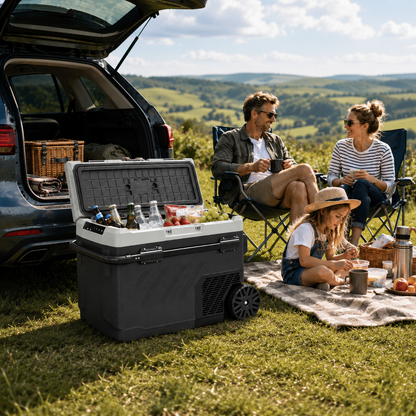40L Compressor Car Fridge Freezer, Dual Zone Camping Refrigerator with App Control, Telescopic Handle, -20℃-20℃