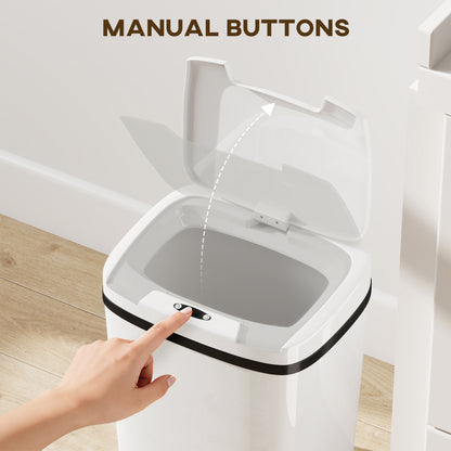 15L Sensor Bin, Automatic Touchless Kitchen Bin, Easy Clean, Battery Operated for Home Office, Bedroom, Bathroom, White