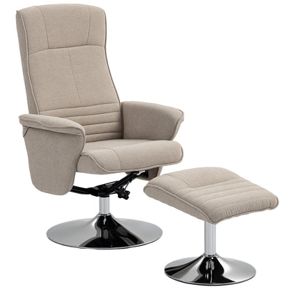 Swivel Recliner Chair with Footstool, Velvet Recliner Armchair with Ottoman, Steel Base